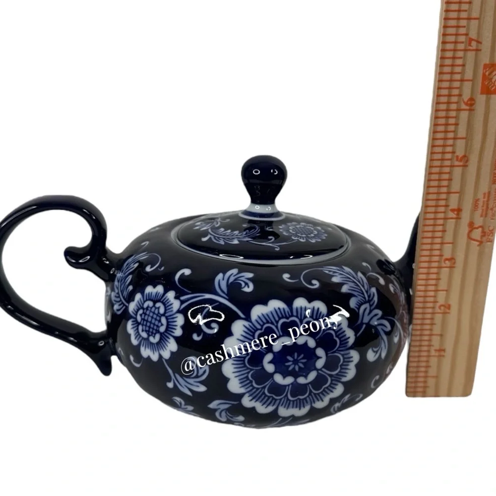 Pier 1 Cobalt Blue Mandarin Floral Tea Set - Tea Pot and 4 Cups